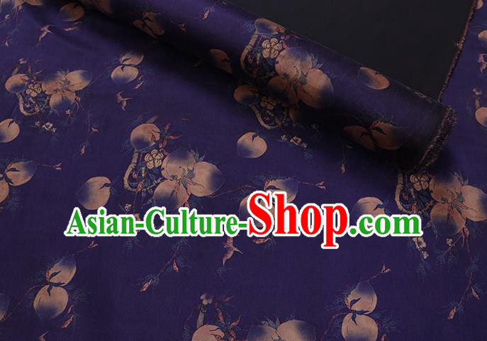 Chinese Classical Peach Pattern Purple Silk Fabric Traditional Watered Gauze Cheongsam Gambiered Guangdong Silk Chinese Classical Peach Pattern Purple Silk Fabric Traditional Watered Gauze Cheongsam Gambiered Guangdong Silk