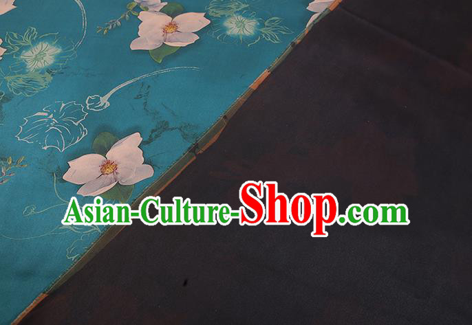 Chinese Classical Flowers Pattern Blue Gambiered Guangdong Silk Traditional Watered Gauze Cheongsam Silk Fabric Chinese Classical Flowers Pattern Blue Gambiered Guangdong Silk Traditional Watered Gauze Cheongsam Silk Fabric