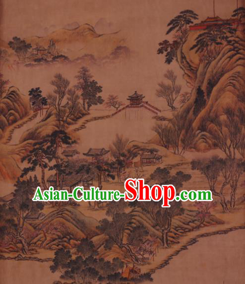 China Traditional Silk Fabric Classical Landscape Pattern Cheongsam Cloth Watered Gauze China Traditional Silk Fabric Classical Landscape Pattern Cheongsam Cloth Watered Gauze