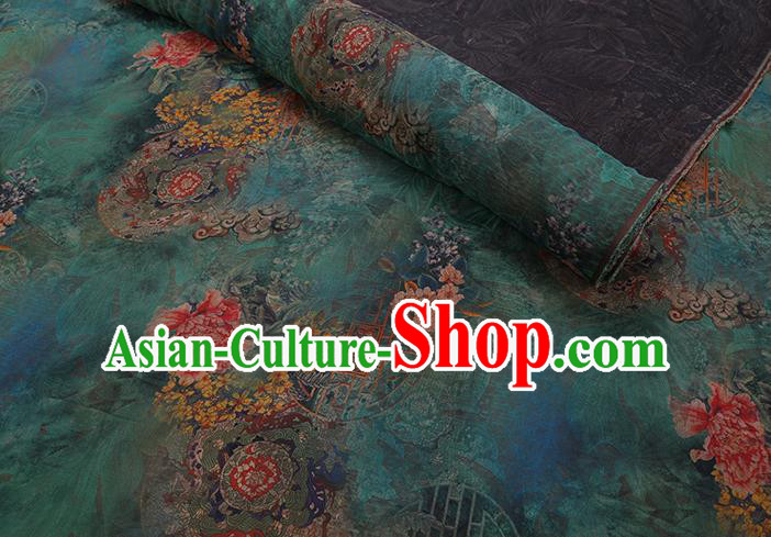 Chinese Traditional Green Silk Fabric Classical Peony Pattern Cheongsam Gambiered Guangdong Gauze Chinese Traditional Green Silk Fabric Classical Peony Pattern Cheongsam Gambiered Guangdong Gauze