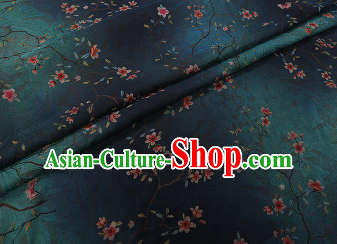 Chinese Classical Flowers Pattern Gambiered Guangdong Gauze Traditional Cheongsam Deep Green Silk Fabric Chinese Classical Flowers Pattern Gambiered Guangdong Gauze Traditional Cheongsam Deep Green Silk Fabric