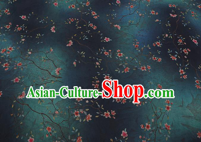 Chinese Classical Flowers Pattern Gambiered Guangdong Gauze Traditional Cheongsam Deep Green Silk Fabric Chinese Classical Flowers Pattern Gambiered Guangdong Gauze Traditional Cheongsam Deep Green Silk Fabric
