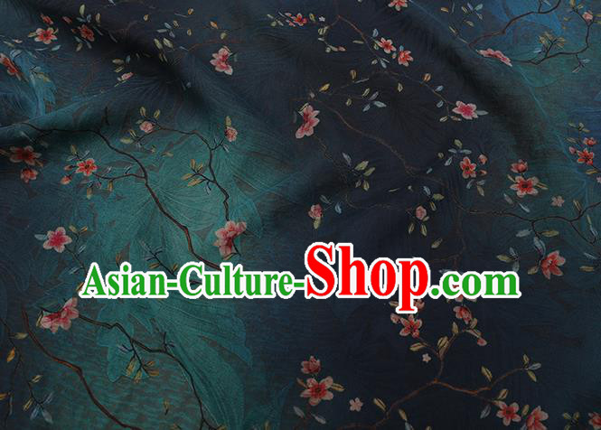 Chinese Classical Flowers Pattern Gambiered Guangdong Gauze Traditional Cheongsam Deep Green Silk Fabric Chinese Classical Flowers Pattern Gambiered Guangdong Gauze Traditional Cheongsam Deep Green Silk Fabric