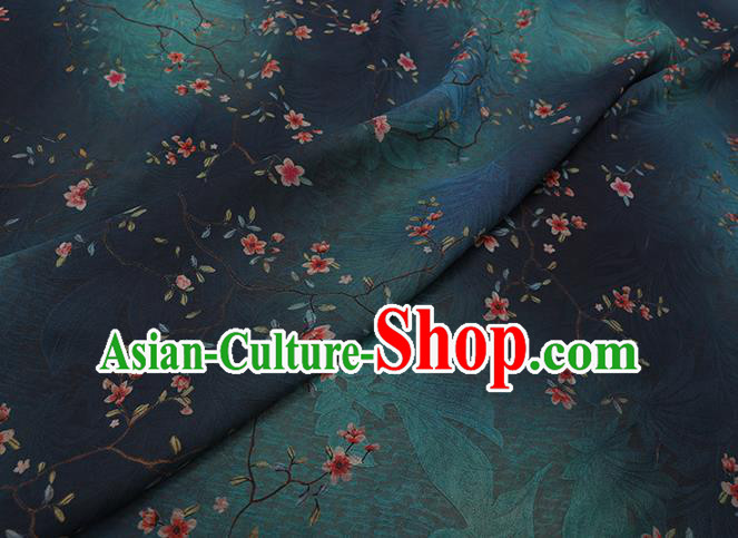 Chinese Classical Flowers Pattern Gambiered Guangdong Gauze Traditional Cheongsam Deep Green Silk Fabric Chinese Classical Flowers Pattern Gambiered Guangdong Gauze Traditional Cheongsam Deep Green Silk Fabric