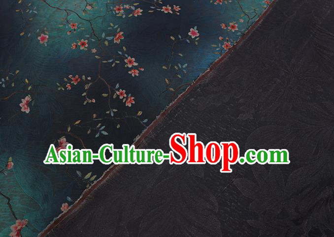 Chinese Classical Flowers Pattern Gambiered Guangdong Gauze Traditional Cheongsam Deep Green Silk Fabric Chinese Classical Flowers Pattern Gambiered Guangdong Gauze Traditional Cheongsam Deep Green Silk Fabric