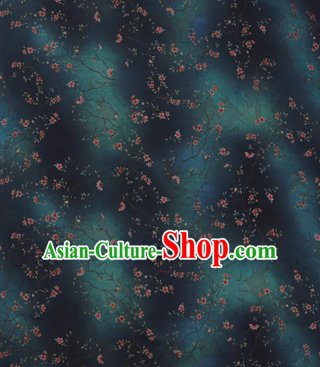 Chinese Classical Flowers Pattern Gambiered Guangdong Gauze Traditional Cheongsam Deep Green Silk Fabric Chinese Classical Flowers Pattern Gambiered Guangdong Gauze Traditional Cheongsam Deep Green Silk Fabric