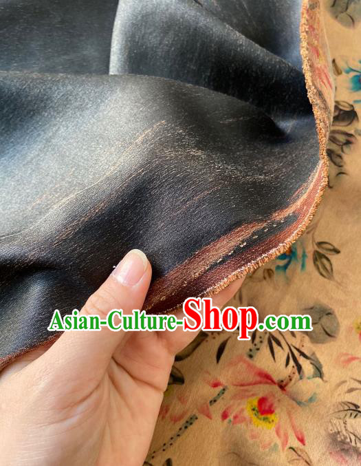 Chinese Classical Ink Lotus Pattern Gambiered Guangdong Gauze Traditional Cheongsam Beige Silk Fabric Chinese Classical Ink Lotus Pattern Gambiered Guangdong Gauze Traditional Cheongsam Beige Silk Fabric