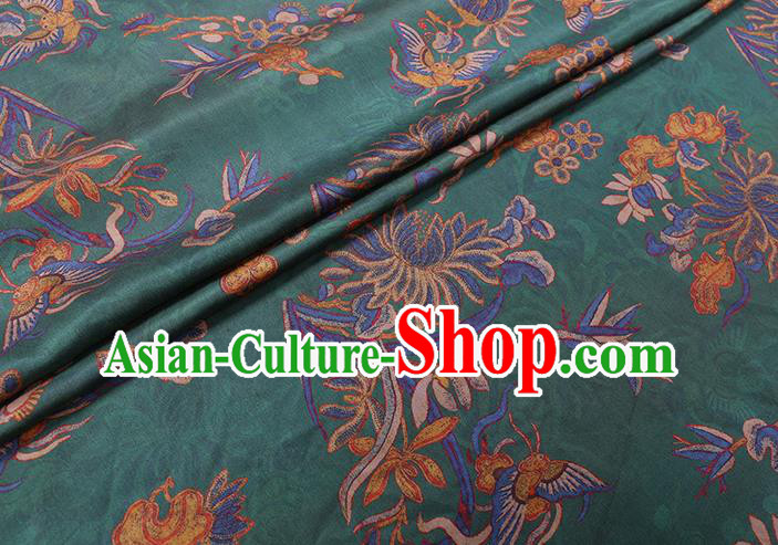Chinese Traditional Gambiered Guangdong Gauze Cheongsam Cloth Fabric Classical Chrysanthemum Pattern Green Silk Drapery Chinese Traditional Gambiered Guangdong Gauze Cheongsam Cloth Fabric Classical Chrysanthemum Pattern Green Silk Drapery