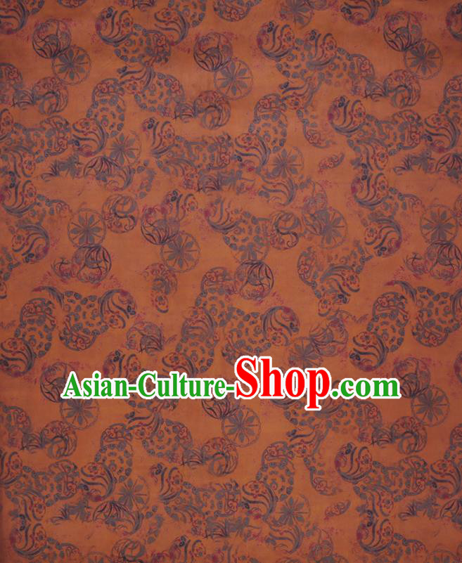 Chinese Classical Pattern Ginger Silk Drapery Traditional Gambiered Guangdong Gauze Cheongsam Fabric Chinese Classical Pattern Ginger Silk Drapery Traditional Gambiered Guangdong Gauze Cheongsam Fabric