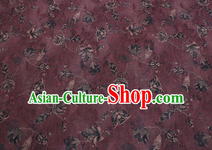 Chinese Classical Pattern Purple Silk Drapery Traditional Cheongsam Fabric Gambiered Guangdong Gauze Chinese Classical Pattern Purple Silk Drapery Traditional Cheongsam Fabric Gambiered Guangdong Gauze