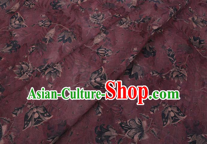 Chinese Classical Pattern Purple Silk Drapery Traditional Cheongsam Fabric Gambiered Guangdong Gauze Chinese Classical Pattern Purple Silk Drapery Traditional Cheongsam Fabric Gambiered Guangdong Gauze