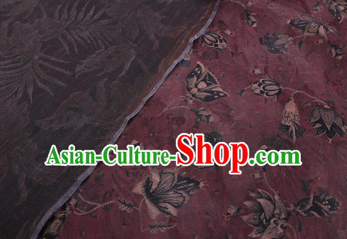 Chinese Classical Pattern Purple Silk Drapery Traditional Cheongsam Fabric Gambiered Guangdong Gauze Chinese Classical Pattern Purple Silk Drapery Traditional Cheongsam Fabric Gambiered Guangdong Gauze
