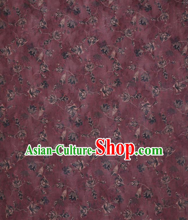 Chinese Classical Pattern Purple Silk Drapery Traditional Cheongsam Fabric Gambiered Guangdong Gauze Chinese Classical Pattern Purple Silk Drapery Traditional Cheongsam Fabric Gambiered Guangdong Gauze