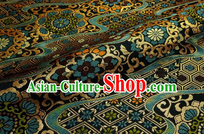 Japanese Traditional Pattern Design Black Brocade Nishijin Tapestry Satin Asian Kimono Fabric Japanese Traditional Pattern Design Black Brocade Nishijin Tapestry Satin Asian Kimono Fabric