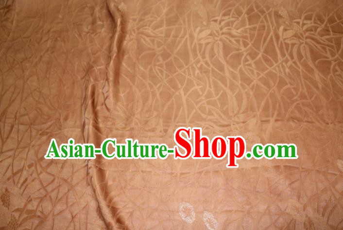 Chinese Classical Grass Pattern Silk Drapery Traditional Cheongsam Fabric Ginger Gambiered Guangdong Gauze Chinese Classical Grass Pattern Silk Drapery Traditional Cheongsam Fabric Ginger Gambiered Guangdong Gauze