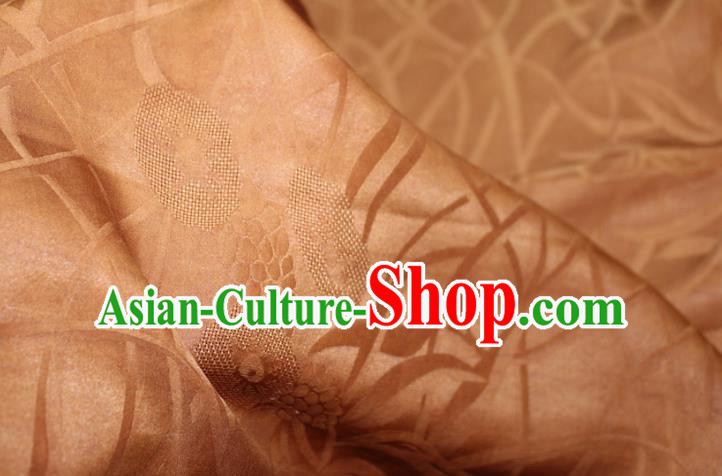 Chinese Classical Grass Pattern Silk Drapery Traditional Cheongsam Fabric Ginger Gambiered Guangdong Gauze Chinese Classical Grass Pattern Silk Drapery Traditional Cheongsam Fabric Ginger Gambiered Guangdong Gauze