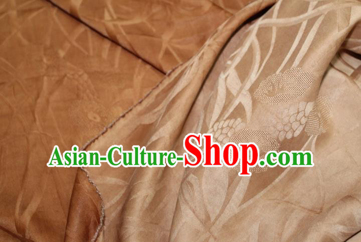 Chinese Classical Grass Pattern Silk Drapery Traditional Cheongsam Fabric Ginger Gambiered Guangdong Gauze Chinese Classical Grass Pattern Silk Drapery Traditional Cheongsam Fabric Ginger Gambiered Guangdong Gauze
