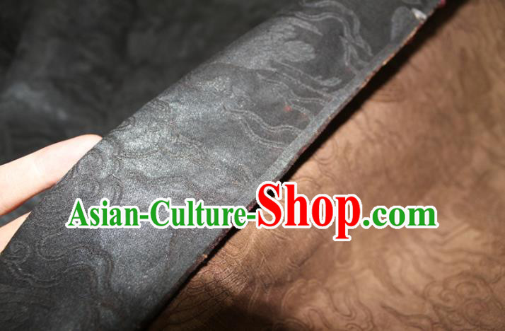 Chinese Classical Cloud Crane Pattern Silk Drapery Traditional Black Gambiered Guangdong Gauze Cheongsam Fabric