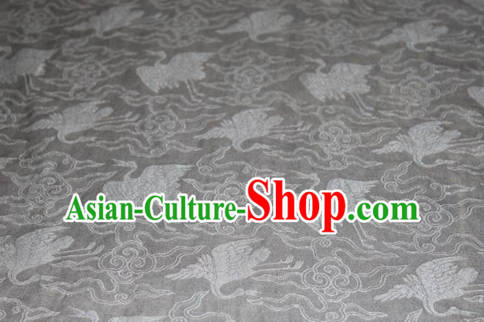 Chinese Classical Cloud Crane Pattern Silk Drapery Traditional Black Gambiered Guangdong Gauze Cheongsam Fabric