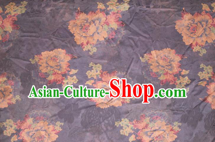 Chinese Classical Peony Pattern Silk Drapery Traditional Gambiered Guangdong Gauze Cheongsam Black Satin Fabric Chinese Classical Peony Pattern Silk Drapery Traditional Gambiered Guangdong Gauze Cheongsam Black Satin Fabric