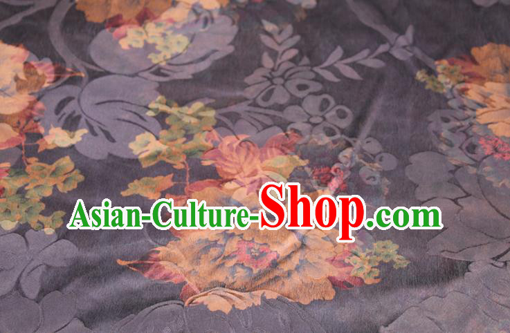 Chinese Classical Peony Pattern Silk Drapery Traditional Gambiered Guangdong Gauze Cheongsam Black Satin Fabric Chinese Classical Peony Pattern Silk Drapery Traditional Gambiered Guangdong Gauze Cheongsam Black Satin Fabric