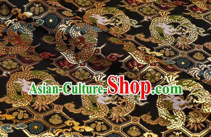 Asian Nishijin Tapestry Satin Japanese Kimono Cloth Fabric Traditional Dragon Pattern Design Black Brocade Asian Nishijin Tapestry Satin Japanese Kimono Cloth Fabric Traditional Dragon Pattern Design Black Brocade