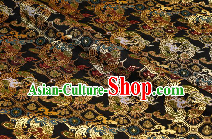 Asian Nishijin Tapestry Satin Japanese Kimono Cloth Fabric Traditional Dragon Pattern Design Black Brocade Asian Nishijin Tapestry Satin Japanese Kimono Cloth Fabric Traditional Dragon Pattern Design Black Brocade