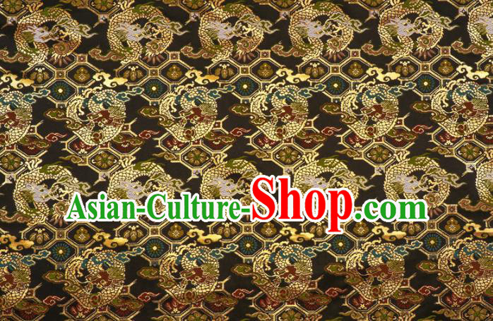 Asian Nishijin Tapestry Satin Japanese Kimono Cloth Fabric Traditional Dragon Pattern Design Black Brocade Asian Nishijin Tapestry Satin Japanese Kimono Cloth Fabric Traditional Dragon Pattern Design Black Brocade