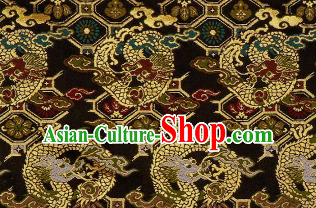 Asian Nishijin Tapestry Satin Japanese Kimono Cloth Fabric Traditional Dragon Pattern Design Black Brocade Asian Nishijin Tapestry Satin Japanese Kimono Cloth Fabric Traditional Dragon Pattern Design Black Brocade