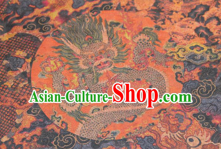 Chinese Classical Dragon Pattern Silk Drapery Traditional Gambiered Guangdong Gauze Cheongsam Yellow Satin Fabric Chinese Classical Dragon Pattern Silk Drapery Traditional Gambiered Guangdong Gauze Cheongsam Yellow Satin Fabric