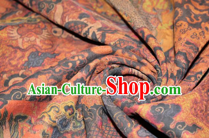 Chinese Classical Dragon Pattern Silk Drapery Traditional Gambiered Guangdong Gauze Cheongsam Yellow Satin Fabric Chinese Classical Dragon Pattern Silk Drapery Traditional Gambiered Guangdong Gauze Cheongsam Yellow Satin Fabric