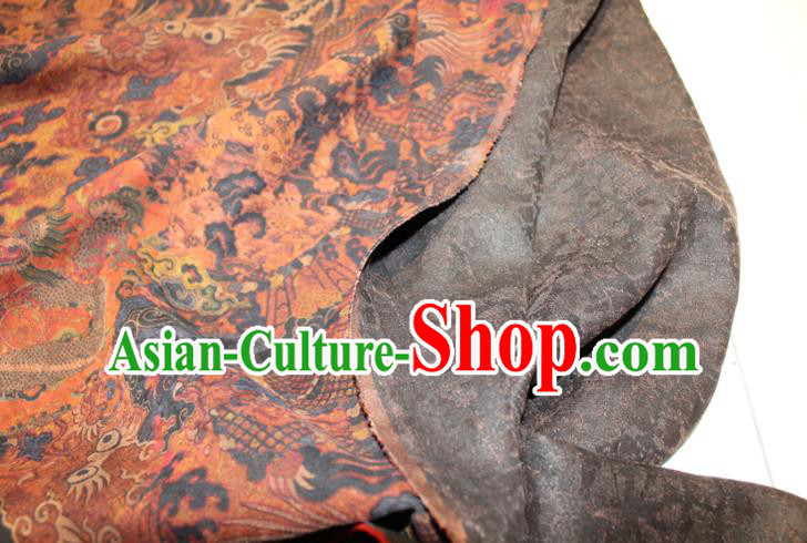 Chinese Classical Dragon Pattern Silk Drapery Traditional Gambiered Guangdong Gauze Cheongsam Yellow Satin Fabric Chinese Classical Dragon Pattern Silk Drapery Traditional Gambiered Guangdong Gauze Cheongsam Yellow Satin Fabric