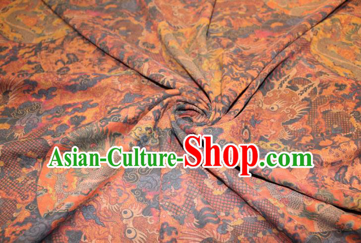 Chinese Classical Dragon Pattern Silk Drapery Traditional Gambiered Guangdong Gauze Cheongsam Yellow Satin Fabric Chinese Classical Dragon Pattern Silk Drapery Traditional Gambiered Guangdong Gauze Cheongsam Yellow Satin Fabric