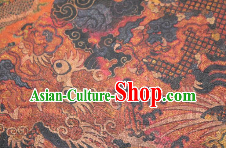 Chinese Classical Dragon Pattern Silk Drapery Traditional Gambiered Guangdong Gauze Cheongsam Yellow Satin Fabric Chinese Classical Dragon Pattern Silk Drapery Traditional Gambiered Guangdong Gauze Cheongsam Yellow Satin Fabric