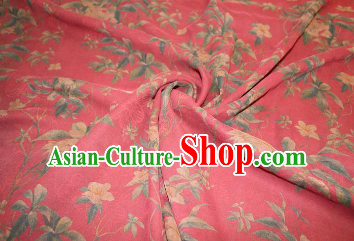 Chinese Classical Flowers Pattern Silk Drapery Traditional Gambiered Guangdong Gauze Cheongsam Red Satin Fabric Chinese Classical Flowers Pattern Silk Drapery Traditional Gambiered Guangdong Gauze Cheongsam Red Satin Fabric