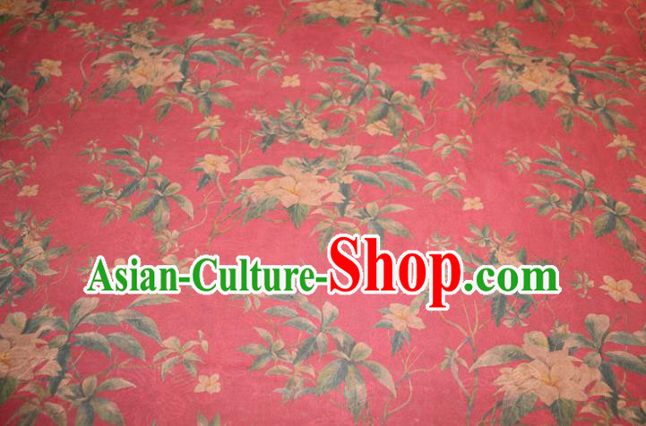 Chinese Classical Flowers Pattern Silk Drapery Traditional Gambiered Guangdong Gauze Cheongsam Red Satin Fabric Chinese Classical Flowers Pattern Silk Drapery Traditional Gambiered Guangdong Gauze Cheongsam Red Satin Fabric