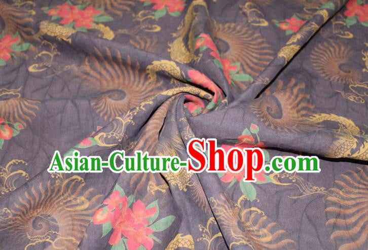 Chinese Cheongsam Navy Satin Fabric Traditional Gambiered Guangdong Gauze Classical Flowers Pattern Silk Drapery Chinese Cheongsam Navy Satin Fabric Traditional Gambiered Guangdong Gauze Classical Flowers Pattern Silk Drapery