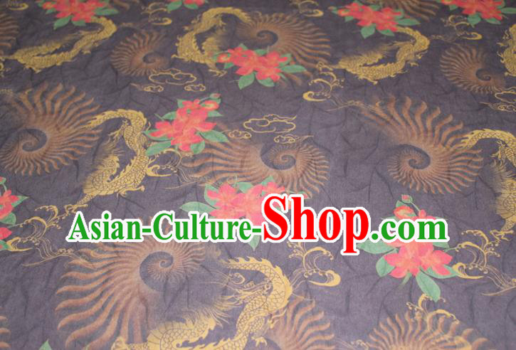 Chinese Cheongsam Navy Satin Fabric Traditional Gambiered Guangdong Gauze Classical Flowers Pattern Silk Drapery Chinese Cheongsam Navy Satin Fabric Traditional Gambiered Guangdong Gauze Classical Flowers Pattern Silk Drapery