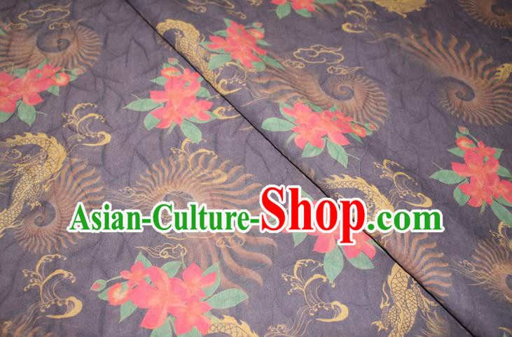 Chinese Cheongsam Navy Satin Fabric Traditional Gambiered Guangdong Gauze Classical Flowers Pattern Silk Drapery Chinese Cheongsam Navy Satin Fabric Traditional Gambiered Guangdong Gauze Classical Flowers Pattern Silk Drapery