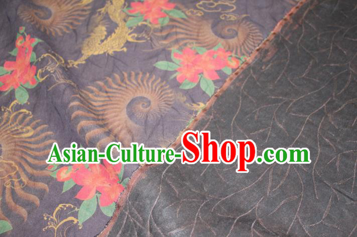 Chinese Cheongsam Navy Satin Fabric Traditional Gambiered Guangdong Gauze Classical Flowers Pattern Silk Drapery Chinese Cheongsam Navy Satin Fabric Traditional Gambiered Guangdong Gauze Classical Flowers Pattern Silk Drapery