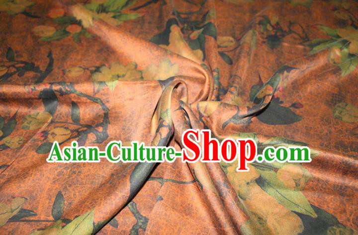 Chinese Classical Lily Flowers Pattern Orange Silk Drapery Traditional Cheongsam Gambiered Guangdong Gauze Fabric Chinese Classical Lily Flowers Pattern Orange Silk Drapery Traditional Cheongsam Gambiered Guangdong Gauze Fabric