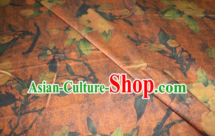 Chinese Classical Lily Flowers Pattern Orange Silk Drapery Traditional Cheongsam Gambiered Guangdong Gauze Fabric Chinese Classical Lily Flowers Pattern Orange Silk Drapery Traditional Cheongsam Gambiered Guangdong Gauze Fabric