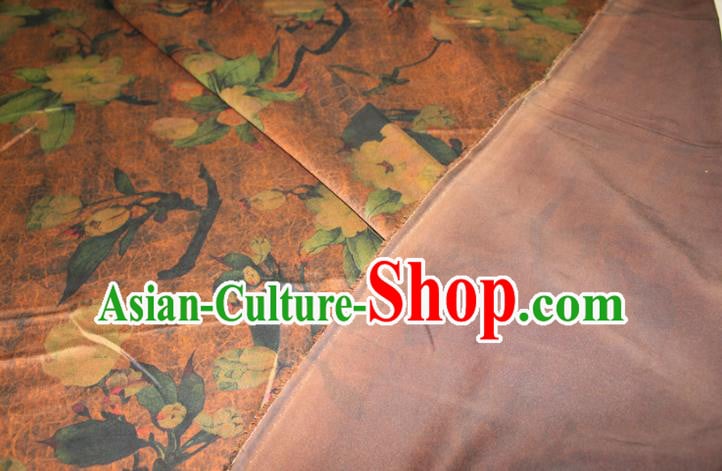 Chinese Classical Lily Flowers Pattern Orange Silk Drapery Traditional Cheongsam Gambiered Guangdong Gauze Fabric Chinese Classical Lily Flowers Pattern Orange Silk Drapery Traditional Cheongsam Gambiered Guangdong Gauze Fabric