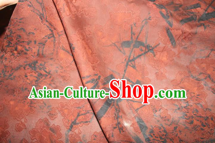 Chinese Classical Bamboo Pattern Silk Drapery Traditional Cheongsam Red Gambiered Guangdong Gauze Fabric Chinese Classical Bamboo Pattern Silk Drapery Traditional Cheongsam Red Gambiered Guangdong Gauze Fabric