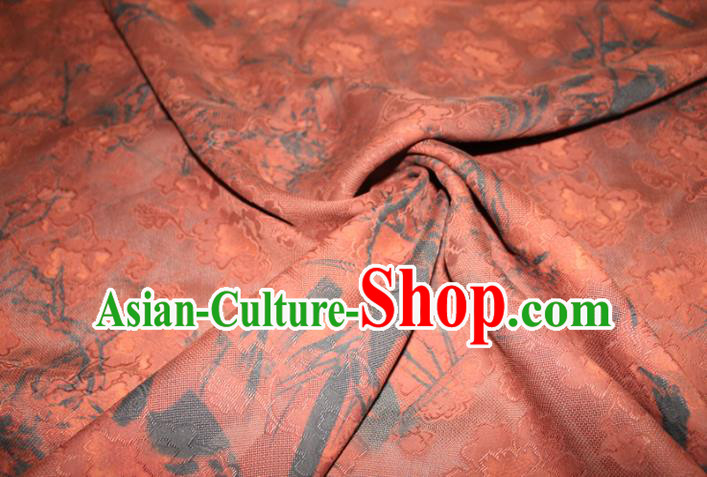 Chinese Classical Bamboo Pattern Silk Drapery Traditional Cheongsam Red Gambiered Guangdong Gauze Fabric Chinese Classical Bamboo Pattern Silk Drapery Traditional Cheongsam Red Gambiered Guangdong Gauze Fabric