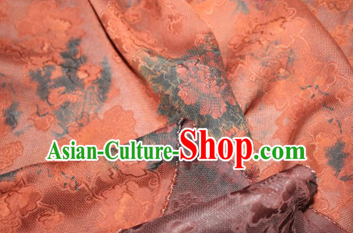 Chinese Classical Peony Pattern Silk Drapery Traditional Red Gambiered Guangdong Gauze Cheongsam Fabric