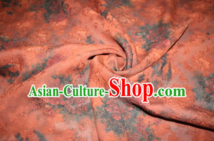 Chinese Classical Peony Pattern Silk Drapery Traditional Red Gambiered Guangdong Gauze Cheongsam Fabric