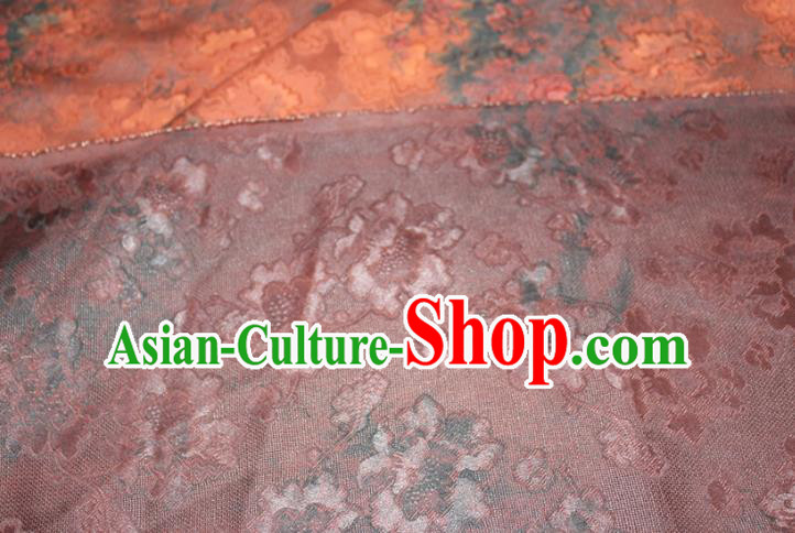 Chinese Classical Peony Pattern Silk Drapery Traditional Red Gambiered Guangdong Gauze Cheongsam Fabric