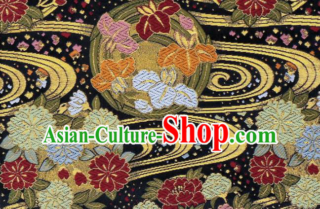 Asian Traditional Sakura Pattern Design Black Brocade Japanese Kimono Cloth Fabric Nishijin Tapestry Satin Asian Traditional Sakura Pattern Design Black Brocade Japanese Kimono Cloth Fabric Nishijin Tapestry Satin