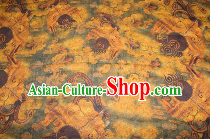 Chinese Traditional Ginger Gambiered Guangdong Gauze Cheongsam Yellow Satin Fabric Classical Pattern Silk Drapery Chinese Traditional Ginger Gambiered Guangdong Gauze Cheongsam Yellow Satin Fabric Classical Pattern Silk Drapery